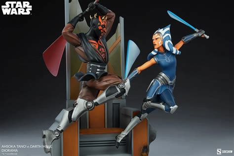 sideshow reveals epic ahsoka tano  darth maul star wars diorama