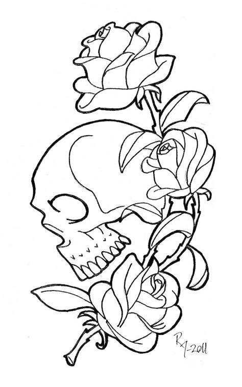 skull  roses coloring pages coloring home