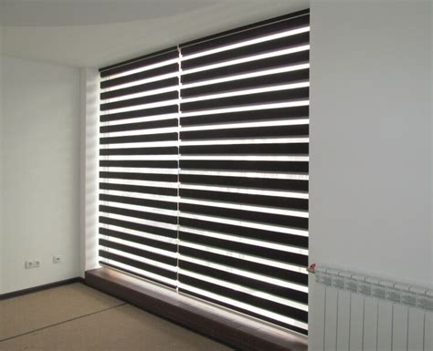 motorized black and white zenra shades in toronto skyblinds