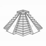Chichen Itza Mayan Pyramid Outline Vector Pyramids Style Drawing Illustration Symbol Icon Isolated Background Mexico Stock Countries Illustrations Yucatan Contents sketch template