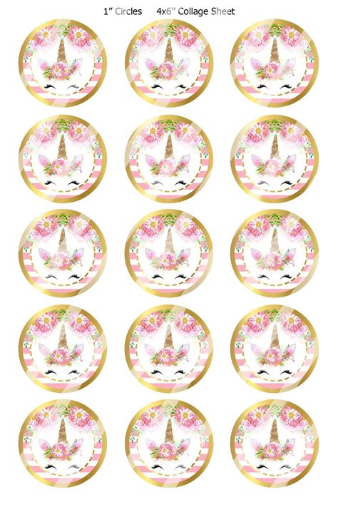 instant download unicorn faces pink white gold