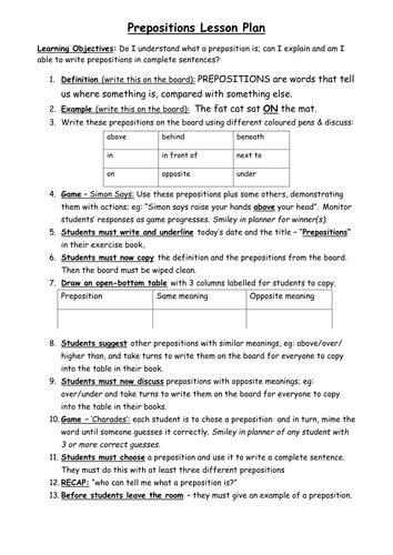prepositions  helenlyall teaching resources tes