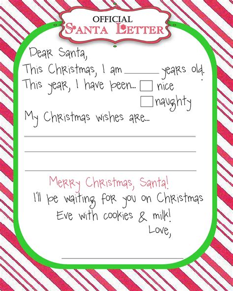 printable santa letter template printable templates