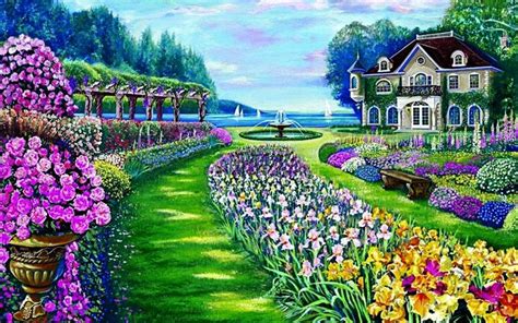 Beautiful Garden Mansion Lake Wallpapers Beautiful
