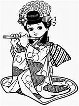 Colorir Japonesas Desenhos Bonecas Menininhas Meninas Japonesa Kimono Boneca Gueixa Livro Kokeshi вишивка Brincadeiras Elas Anúncios Publicidade Dinokids Compartilhe sketch template