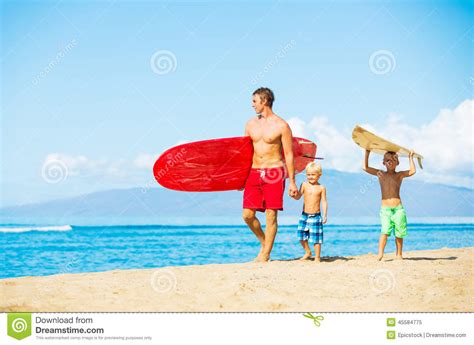 father and sons going surfing stock image image of surfing activity
