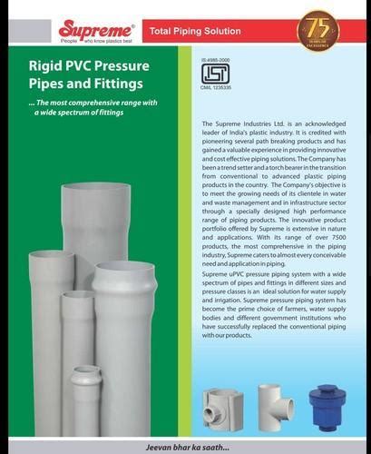 supreme pvc pipes size diameter 4 inch and 4 inch rs 400 unit id