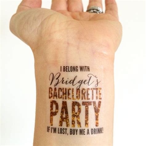 Custom Bachelorette Party Temporary Tattoos Gold Glitter Etsy