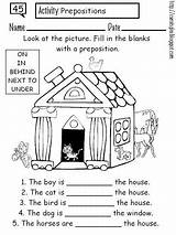 Preposition Worksheet Prepositions Coloring Worksheets Kids English Place Activities Choose Board Sketch sketch template