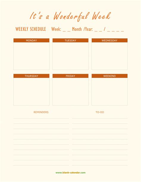 editable  weekly schedule template