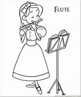 Flute Coloring Pages Music Colouring Drawing Clipart Instruments Mandolin Instrument Printable Flutes Print Musical Girl Cartoon Color Easy Singer Country sketch template