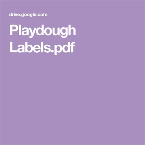 playdough labelspdf playdough labels beginning  year
