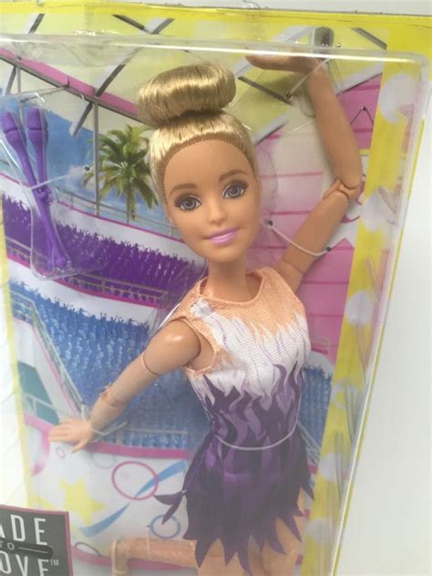 2018 Mattel Barbie Made To Move Rhythmic Gymnast Dmg Box