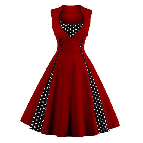 buy womens red vintage dress polka dots
