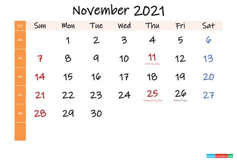 november  monthly calendar template word template noinkm