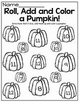 Roll Color Math Dice Pumpkin Fall Halloween Preschool Add Kindergarten Game October Fun Two Choose Board Grade Games sketch template