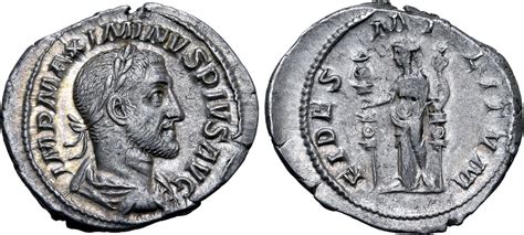 numisbids roma numismatics   sale  lot  maximinus  ar denarius rome ad  imp