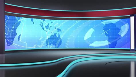 news tv studio set virtual green screen background loop stock clip