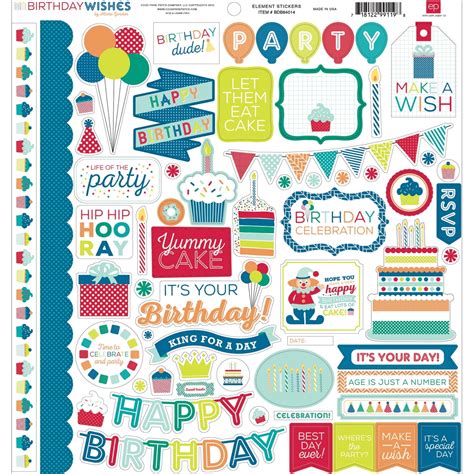 birthday wishes boy cardstock stickers  element walmartcom