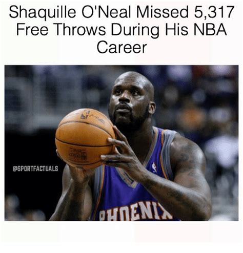 shaquille o neal missed 5317 free throws during his nba career gsportfactuals unenin meme on me me