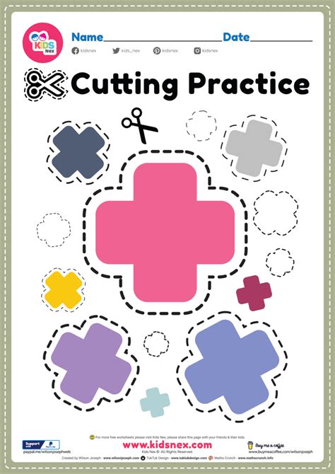 cutting activity sheets  printable   kids