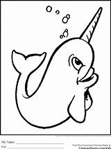 Narwhal Coloring Pages Unicorn Horn Printable Cute Kids Drawing Fat Narwahl Whale Animal Narwhals Color Print Arctic Girl Sheets Animals sketch template