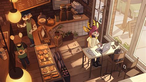 anime cafe aesthetic wallpaper