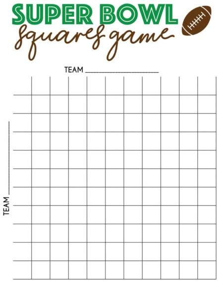printable super bowl squares template play party plan