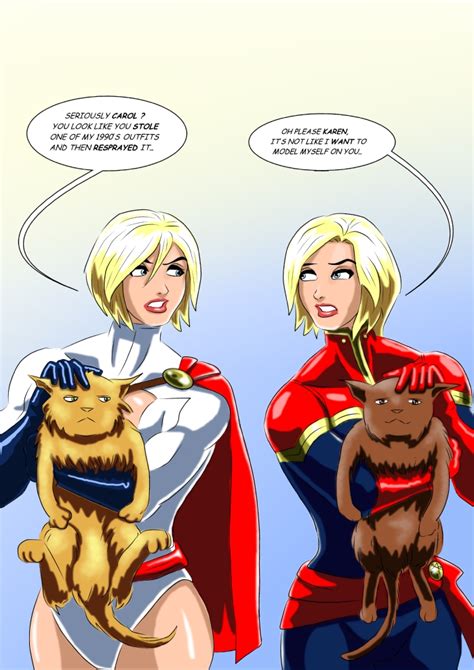 power girl and captain marvel of marvel comics by