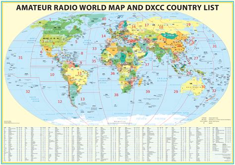 2018 Ham Radio Map With Dxcc Lookup Table 23x33 Amateur