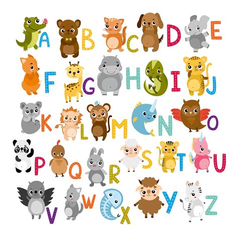 alphabet  animals  children   animals  kids cute