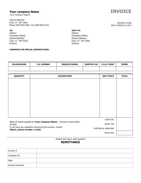 invoice templates printable  db excelcom