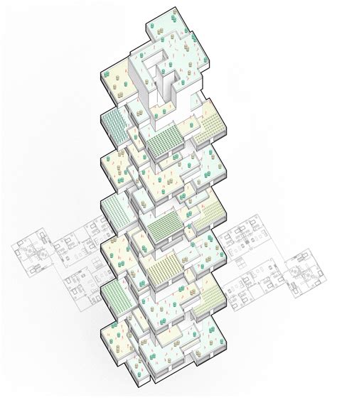 exploded axonometric building section perspective architecture  xxx