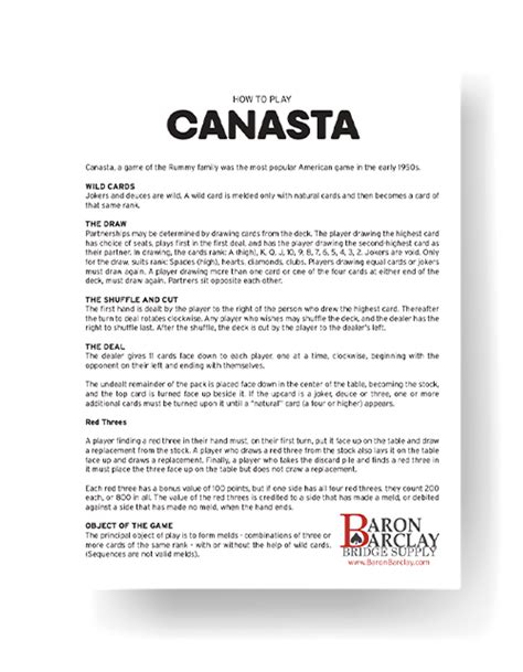canasta rules printable