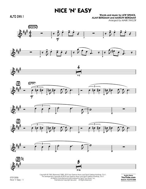 simple alto sax sheet