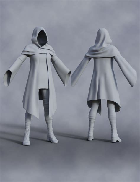 dforce hooded outfit for genesis 8 female s daz 3d