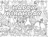 Trolls Coloring Pages Party Birthday Happy Troll Printable Movie Kids Color Coloriage Characters Parties Printables Online Muppet Show Bonne Fete sketch template
