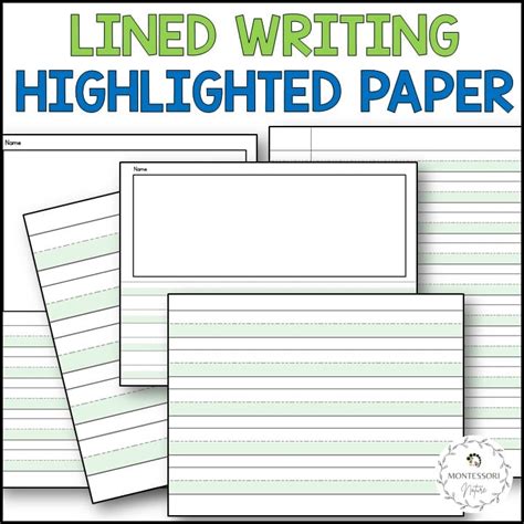 lined writing highlighted paper handwriting practice montessori
