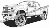 Truck Ford Lifted 250 4x4 Clip Vector Trucks Coloring Pages Pickup Printable Line sketch template