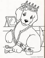Coloring Dog Lisa Frank Pages Printable Sick Cartoon Printablee Sheet Bed Via sketch template