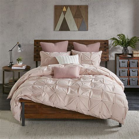 Buy 3 Piece Blush Pink Embroidered Pintuck Pattern Comforter Full Queen