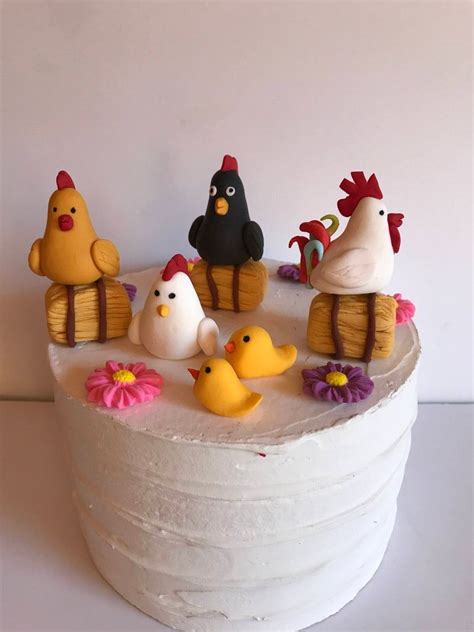 fondant chicken coop cake decoration retirement party birthday etsy   chicken cake