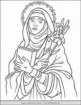 Catherine Siena Saint Coloring Pages Thecatholickid sketch template