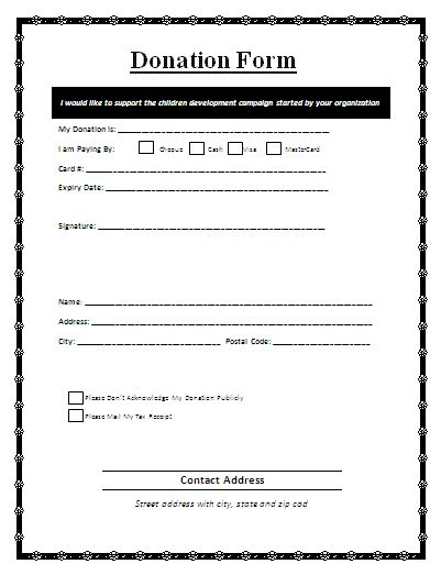 sample  donation form printable medical forms letters sheets