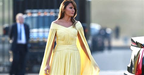 First Lady Melania Trump Stuns In Floaty Yellow Gown At