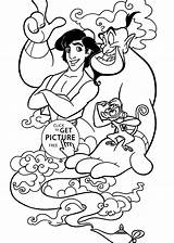 Aladdin Coloring Pages Genie Printable Abu Popular sketch template