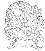 Skull Coloring Pages Roses Paint Sugar Numbers Rose Adults Drawing Printable Skulls Templates Number Tattoo Printables Color Adult Colouring Book sketch template