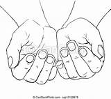 Hands Cupped Hand Female Illustration Drawn Drawing Vector Stock Reference Clipart Drawings Holding Shutterstock Line Illustrations Vectors Draw Clip Something sketch template