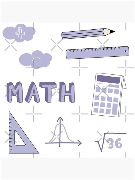 light purple math school subject sticker pack poster   goods