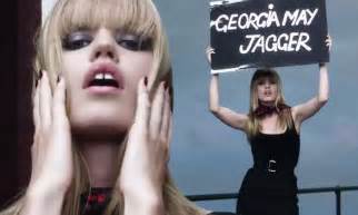 georgia may jagger seduces the camera with a stoney stare as she takes centre stage in sensual
